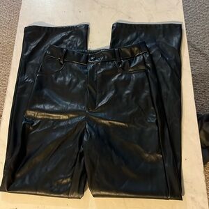 SHEIN Wide Legged Black Foaux Leather Pants